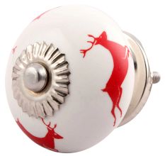 Red Running  Rein Deer Pattern Ceramic Cabinet Knob Online